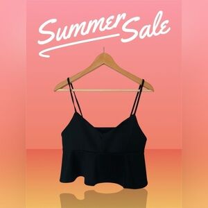 TOPSHOP - Black Spaghetti Strap Peplum Top - NWT